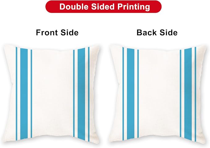 ONWAY Outdoor Pillow Covers Waterproof 16x16 Set of 2 Decorative Linen Throw - Image 3