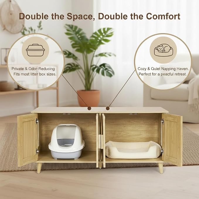Homhedy Boho Cat Litter Box Enclosure - Image 5