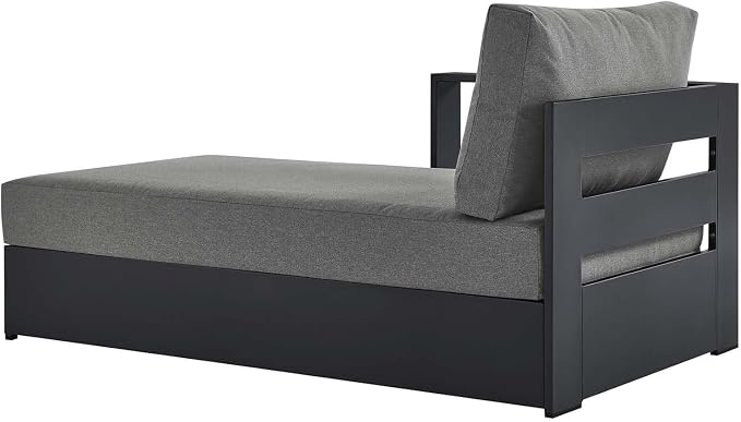 Modway Tahoe Aluminum Outdoor Chaise Lounge in Gray Charcoal - Image 5