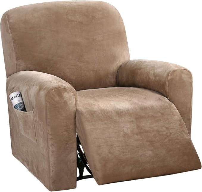 H.VERSAILTEX Velvet Stretch Recliner Couch Covers 4-Pieces Style Recliner Chair by HVERSAILTEX