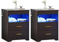 Nightstand Set of 2, Charging Bedside Table by FREDEES