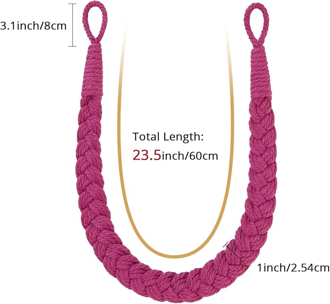NICEEC 2 Pack Natural Cotton Rope Curtain Tiebacks Elegant Boho Style - Image 3