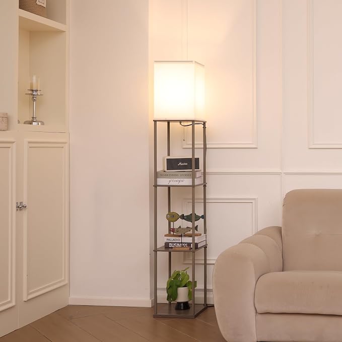 Gupuzm Floor Lamp with Shelves, Modern Square Standing Lamp with 3 Color - Image 6