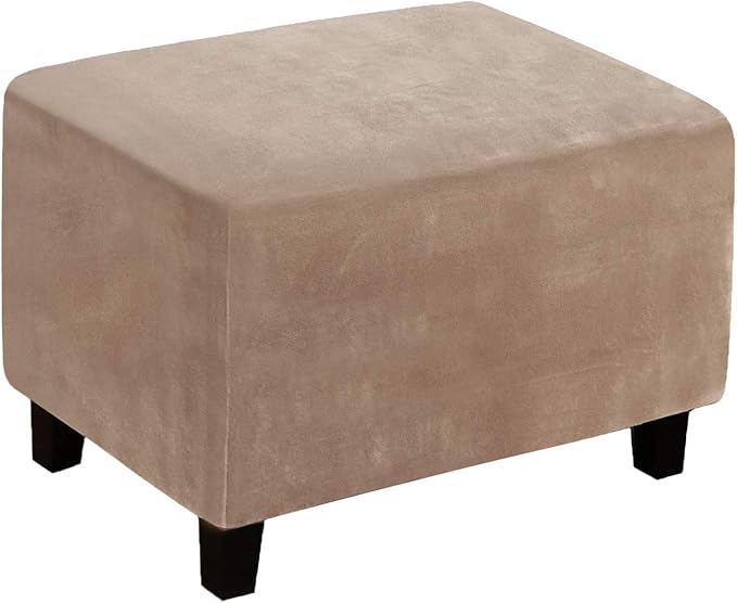 Ottoman Cover, Stretch Rectangle Velvet Ottoman Slipcovers of Foot Stool by LiveGo