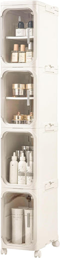4-Tier Tall Narrow Storage Cabinet, Slim Bathroom Storage Cabinet by Lifelongpal