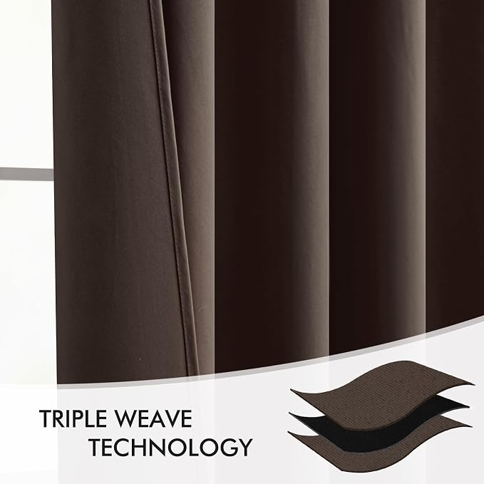 MIULEE Chocolate Brown Back Tab Blackout Curtains 108 Inch Long 2 Panels Set - Image 7