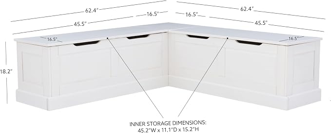 Linon Harris White Solid Pine Backless Nook - Image 5