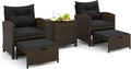 Tangkula 5 Pieces Patio Conversation Set, PE Wicker Rattan Outdoor Furniture Set by TANGKULA