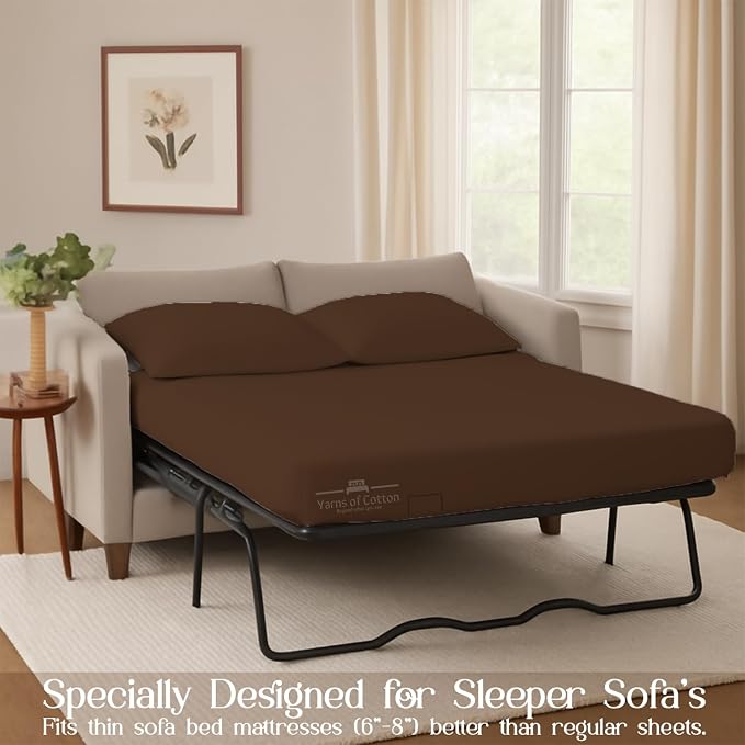 Sleeper Sofa Bed Sheet, 100% Cotton 400 Thread Count, 4 Piece Set, Deep Pocket - Image 3