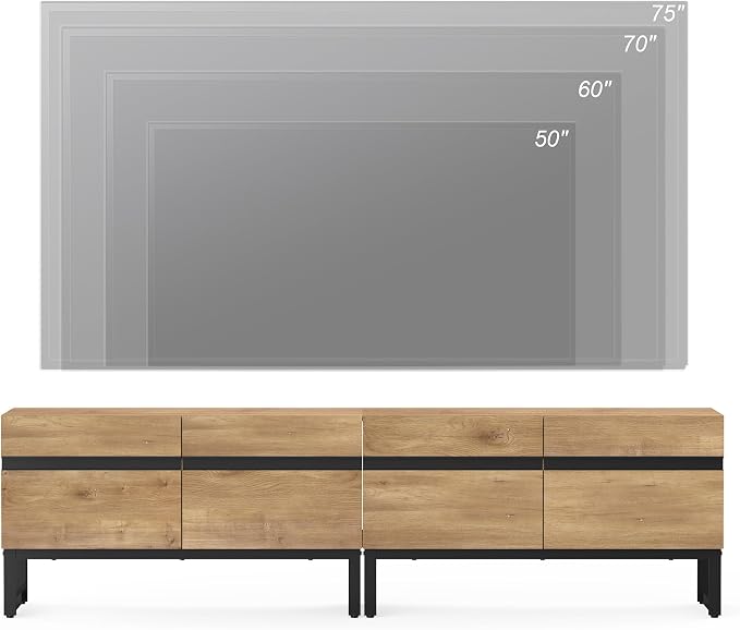 WAMPAT Modern TV Stand for 50-75 Inch TVs, Wood Entertainment Center - Image 4