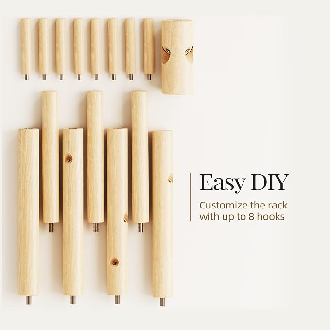 Pipishell Coat Rack Sturdy Wooden Coat Rack Stand, Adjustable Coat Tree - Image 6