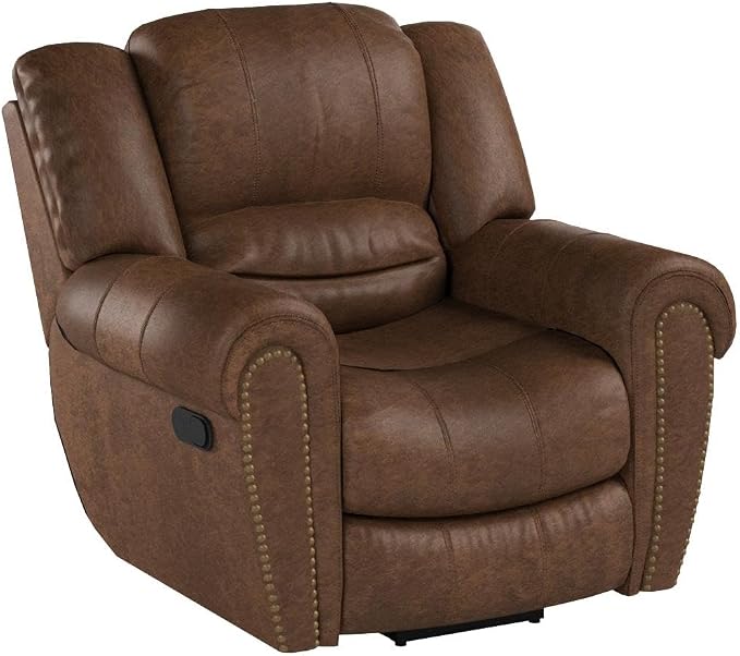 CANMOV Leather Recliner Chair, Classic and Traditional Manual Recliner Chair - Image 4