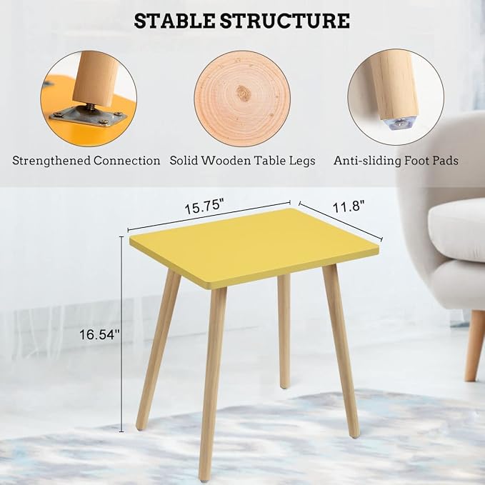 FORAOFUR Side Tables Living Room Set of 2, Small Wooden Table Accent Table - Image 3