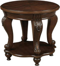 Round End Table for Living Room, Solid Wood Sofa Side Table by FGXJY