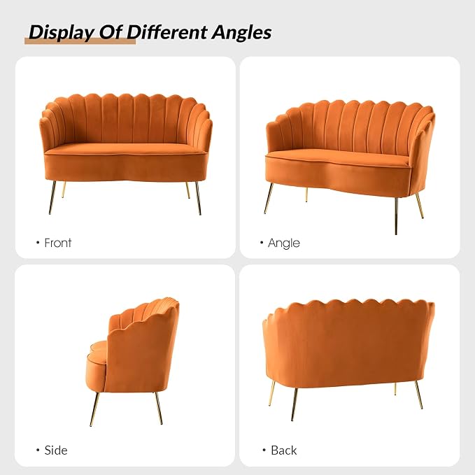 HULALA HOME Modern Velvet Loveseat Sofa - Image 3