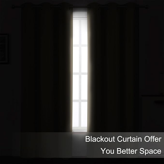 LEMOMO Khaki Blackout Curtains 52 x 63 Inch Length/Set of 2 Curtain - Image 3