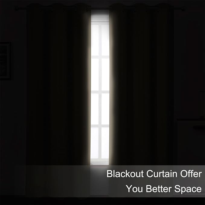LEMOMO Khaki Blackout Curtains/38 x 54 Inch/Set of Two Panels Grommet Living - Image 3