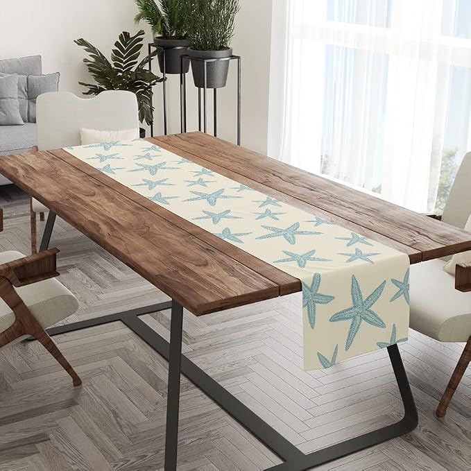Blue Starfish Table Runner, Nautical Beach Table Runner Decor - Image 3