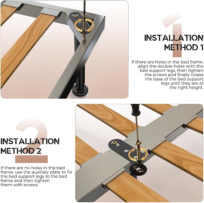 4Pcs Bed Frame Support Leg, Adjustable Height 5.8"-9", Extra Sturdy Steel Bed - Image 7