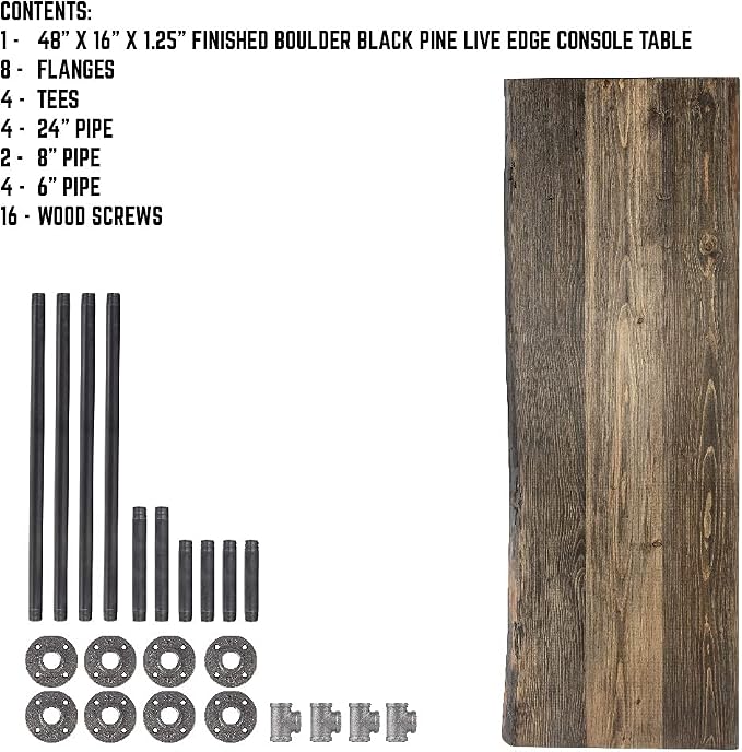 Restore by Pipe DÉCOR Live Edge Wood Console Table 48 in. x 16 in. x 34 in. - Image 7