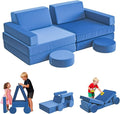 12 Pcs Modular Kids Play Sofa Convertible Foam Floor Mat and Play Fortress by FURNAWAY