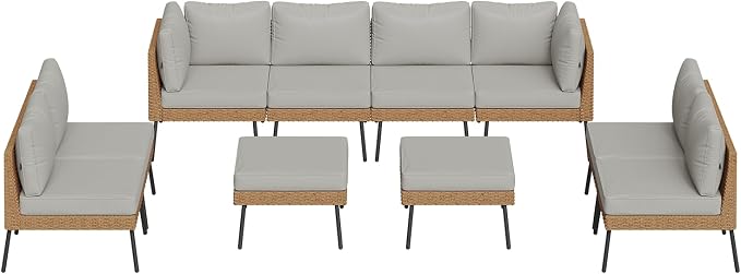 Aoxun 10 Piece Patio Furniture Set, 10 Seats Outdoor Sectional Sofas - Image 9
