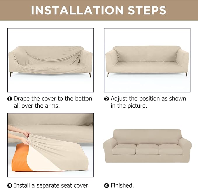 HunnmingRe Sofa Covers for 3 Cushion Couch Stretch Sofa and Loveseat Covers Set - Image 4