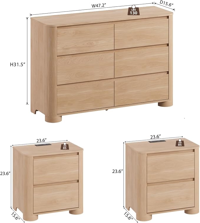 YANSNWO Modern Minimalist Dresser and Nightstand Sets 3 Piece Bedroom Set - Image 3