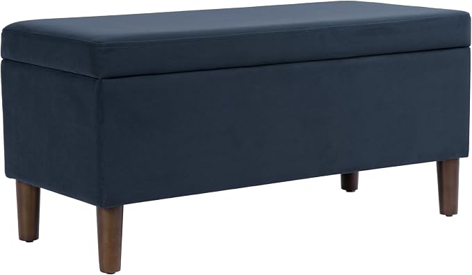 HomePop Malmo Decorative Storage Bench -Blue Velvet by HomePop