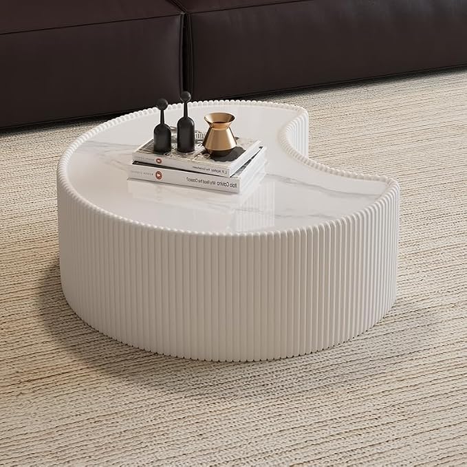 Modern Nesting Coffee Table Set of 2, Creative Moon Coffee and End Table Set - Image 8