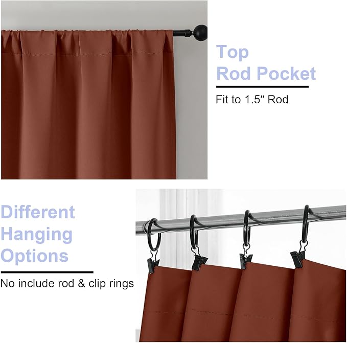 Simplebrand Ava Terracotta Blackout Curtains - Image 3