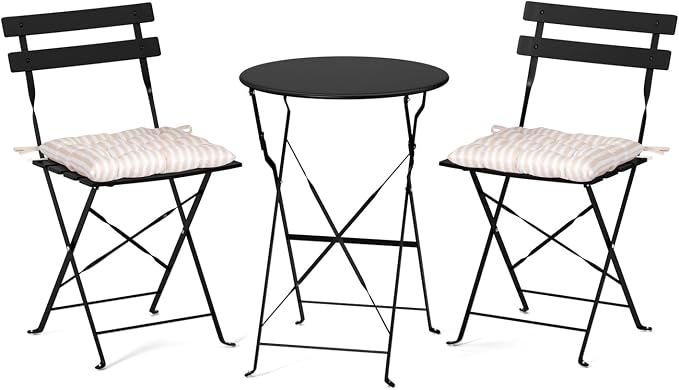VINGLI Outdoor Folding Bistro Table and Chairs Set of 2, 3-Piece Bistro Set by VINGLI