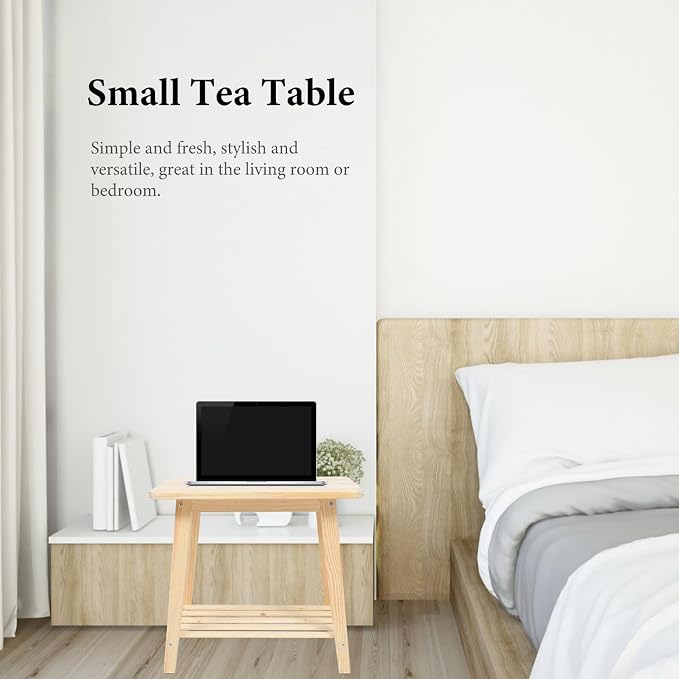 Nordic Style Solid Wood Bedside Table Shelf Small Sofa Corner Tea Table Living - Image 5