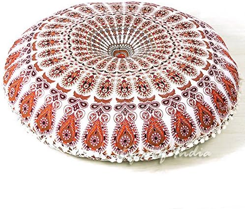 Mandala Floor Pillow Cover Meditation Cushion Seating Throw Hippie Round by EyesofIndia