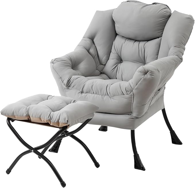 Welnow Lazy Chair with Ottoman, Modern Accent Chair with Armrests and a Side by LifeGetsBetterWithWelnow