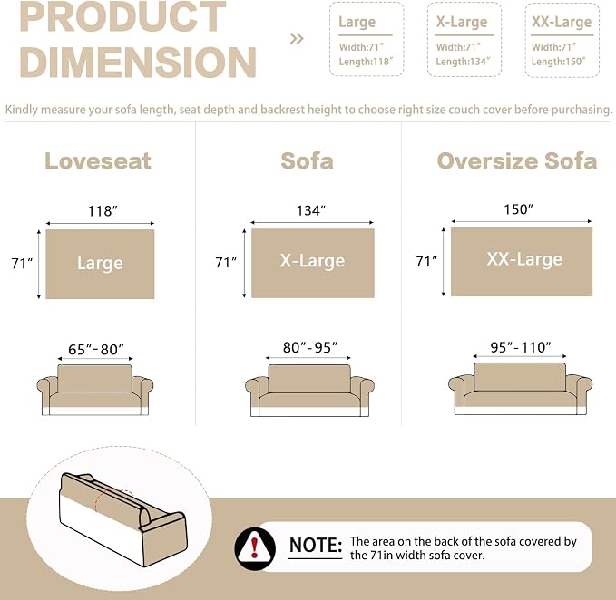 DREAMINGO Chenille Sofa Cover Washable Pet Couch Protector Cover Textured Couch - Image 2
