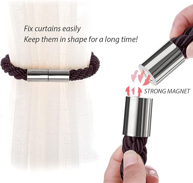 NICEEC 2 Pack Strong Magnetic Curtain Tiebacks Modern Simple Style Drape Tie - Image 4