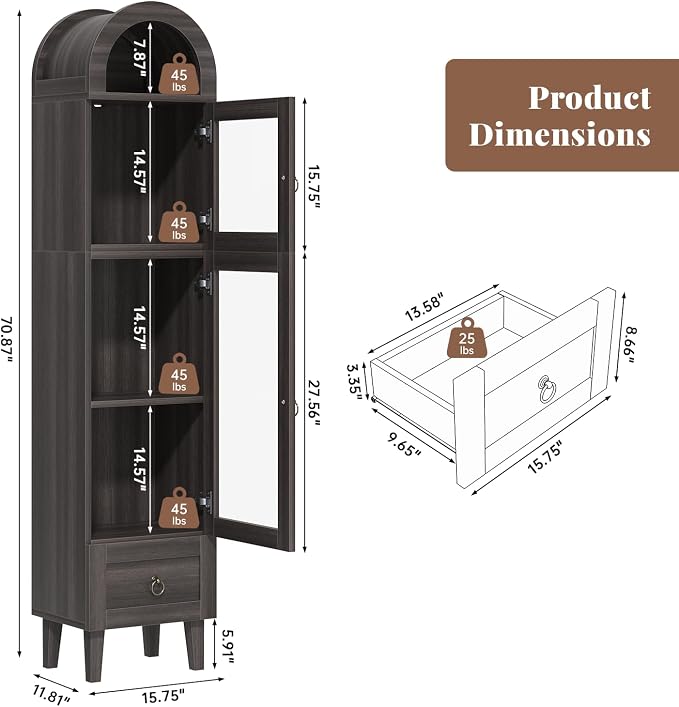 71" Tall Arched Storage Cabinet - Image 2