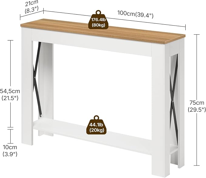 YATINEY Farmhouse Console Table, 39.4'' Small Narrow Entryway Table, Wood Couch - Image 3