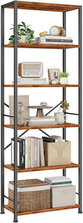Furologee 6 Tier Book Shelf, Tall Wide Bookshelf, Industrial Open Bookcase by Furologee