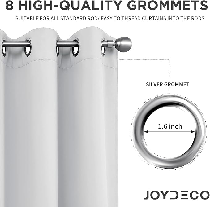 Joydeco White Curtains 90 Inches Long 2 Panels Set, Thermal Insulated Long - Image 4