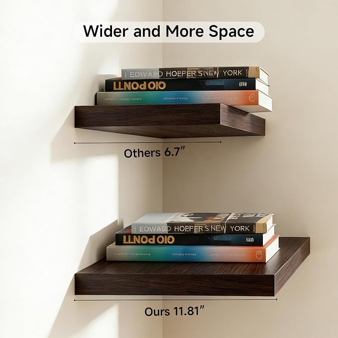 17.5in Floating Shelves for Wall, Wall Mounted Shelves for Decor Storage Set of - Image 4
