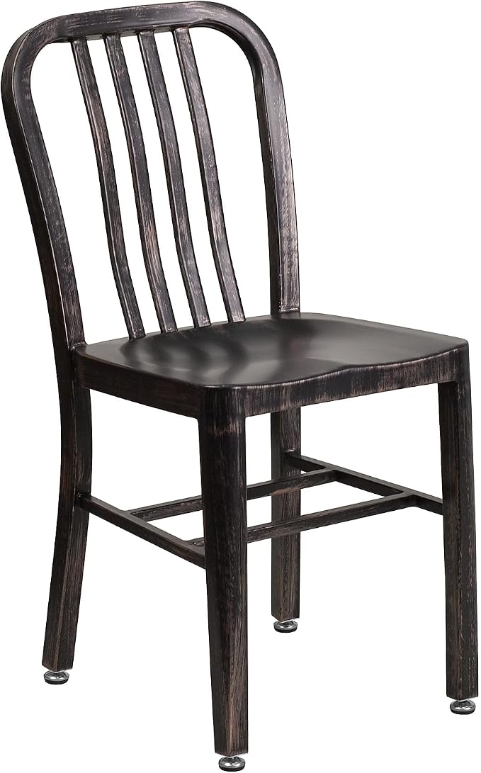 Flash Furniture Commercial Grade Black-Antique Gold Metal Indoor-Outdoor Chair by FlashFurniture