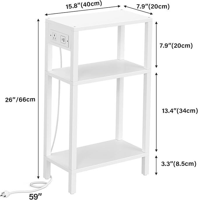 TUTOTAK Narrow Side Table with Charging Station, Small End Table with USB Ports - Image 3