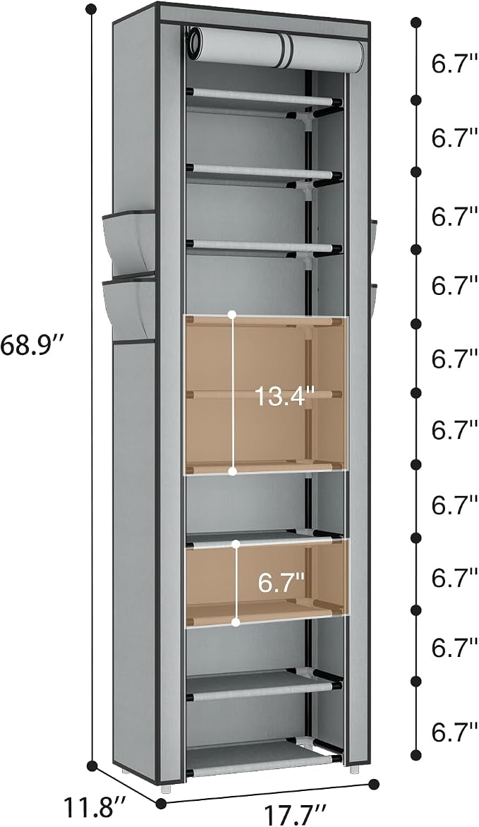 ROJASOP Shoe Rack with Covers 10 Tier Large Shoe Organizer Tall Shoe Closet - Image 3