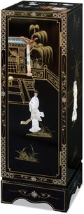 Black Lacquer Mother of Pearl Chinese Pedestal Cabinet by ChinaFurnitureOnline
