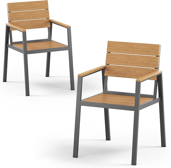 Outdoor Patio Dining Chairs Set of 2, 350LBS Capacity Aluminum Patio Dining by Oasbira
