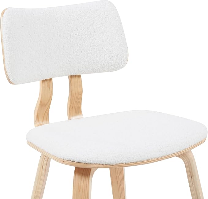 Armen Living Jaguar Mid-Century Upholstered Dining Chair in White Boucle and - Image 5