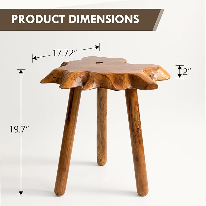 Natural Teak Wood Live Edge Side Table - Image 3