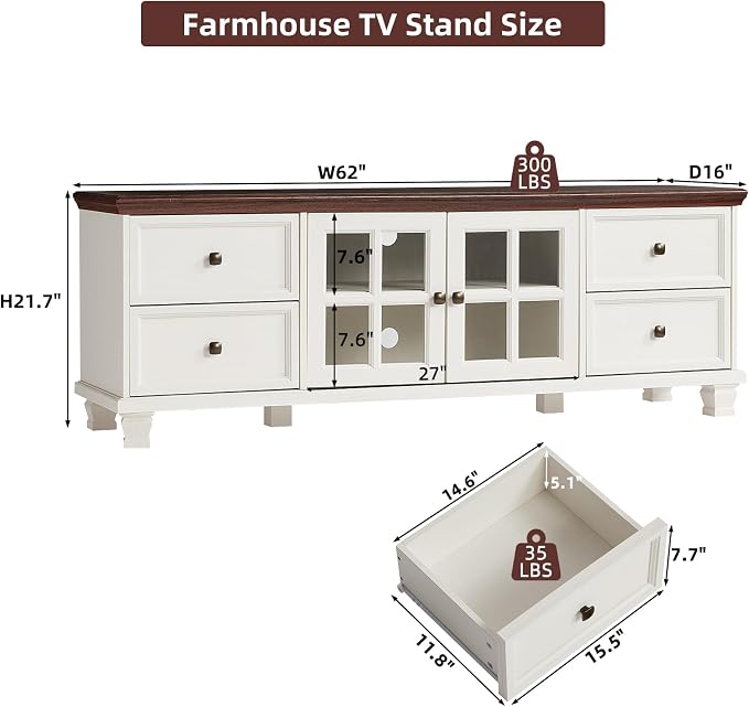 SAVOR LIFE TV Stands for Living Room, Farmhouse Entertainment Center, Rustic - Image 2